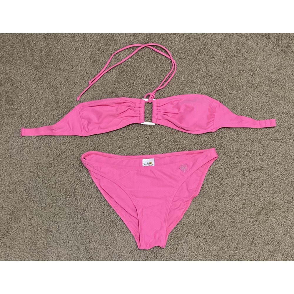 Body Glove bikini, pink, sz small, bandeau top with strap